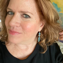 Load image into Gallery viewer, Chrysocolla and Opal earrings OOAK