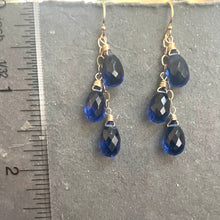 Load image into Gallery viewer, Sapphire Blue Trio Cascade Earrings