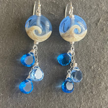 Load image into Gallery viewer, Lampwork Glass Surf Earrings, tanzanite