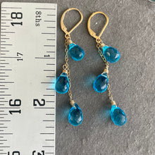 Load image into Gallery viewer, So FABULOUS, Bright Blue Sparkling Teardrop Trio Earrings