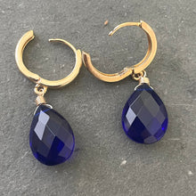 Load image into Gallery viewer, Vibrant Blue Quartz Huggie Earrings