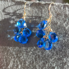 Load image into Gallery viewer, Deep Tanzanite Blue Earrings, Leverback Optional, Super Sparkly Quartz