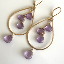 Load image into Gallery viewer, Pink Amethyst Double Decker Hoops- Lavender