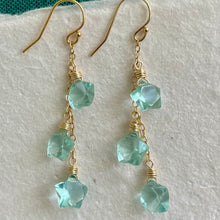 Load image into Gallery viewer, Aqua Quartz Mini Star Trio Earrings