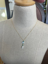 Load image into Gallery viewer, Rainbow Moonstone Raincloud and Raindrop Necklace in 14k Gold Filled