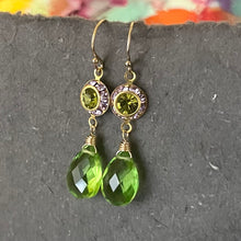 Load image into Gallery viewer, Lavender and Peridot Green Dangles