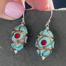 Load image into Gallery viewer, Turquoise Egg Murano Glass Dangle Earrings