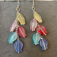 Load image into Gallery viewer, Colorful Fish Czech Glass Cluster Earrings, One in stock