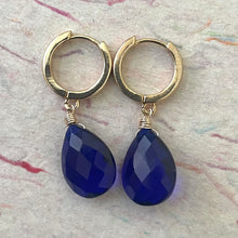 Load image into Gallery viewer, Vibrant Blue Quartz Huggie Earrings