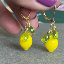 Load image into Gallery viewer, Lemon and Peridot Earrings, 14k Gold Filled