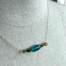 Load image into Gallery viewer, Fluorite and Tourmaline 5 Stone Necklace OOAK