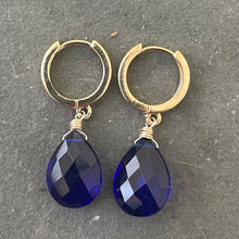 Load image into Gallery viewer, Vibrant Blue Quartz Huggie Earrings