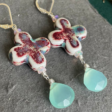 Load image into Gallery viewer, Ceramic and Aqua Chalcedony Dangles, OOAK