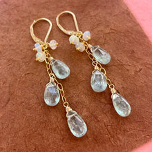 Load image into Gallery viewer, Aquamarine blue Kyanite and Opal earrings