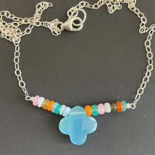 Load image into Gallery viewer, Chalcedony and Opal Clover Necklace
