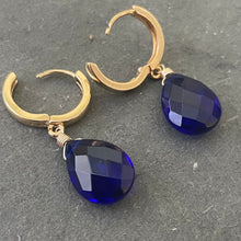Load image into Gallery viewer, Vibrant Blue Quartz Huggie Earrings