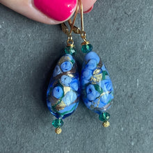 Load image into Gallery viewer, Flora Murano Glass Teardrop Earrings, OOAK no. 4