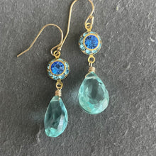 Load image into Gallery viewer, Tanzanite and Aquamarine Blue Dangles
