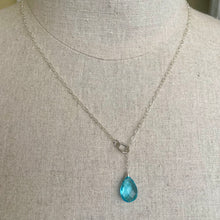 Load image into Gallery viewer, Topaz Blue Quartz Y Lariat Necklace