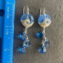 Load image into Gallery viewer, Lampwork Glass Surf Earrings, tanzanite