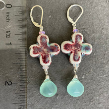 Load image into Gallery viewer, Ceramic and Aqua Chalcedony Dangles, OOAK
