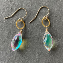 Load image into Gallery viewer, Dewdrop Rainbow Opalite Hoop earrings, metal and earwire options