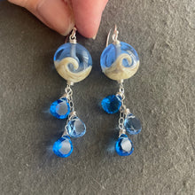 Load image into Gallery viewer, Lampwork Glass Surf Earrings, tanzanite