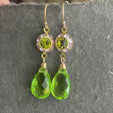 Load image into Gallery viewer, Lavender and Peridot Green Dangles