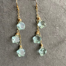 Load image into Gallery viewer, Aqua Quartz Mini Star Trio Earrings