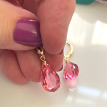 Load image into Gallery viewer, Sparkling Tourmaline Pink Dangle Earrings
