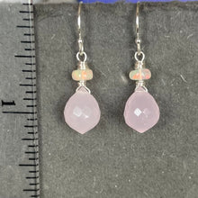 Load image into Gallery viewer, Glowing Pink Chalcedony and Opal Dewdrop Leverback Earrings