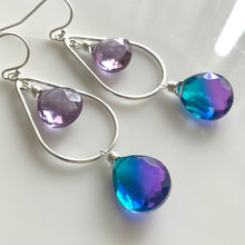 Load image into Gallery viewer, Amethyst Paraiba to Violet Doublet Dangle Earrings