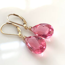 Load image into Gallery viewer, Sparkling Tourmaline Pink Dangle Earrings