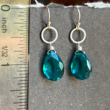 Load image into Gallery viewer, Paraiba Blue Pear Cut Mini Hoop Earrings