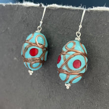 Load image into Gallery viewer, Turquoise Egg Murano Glass Dangle Earrings