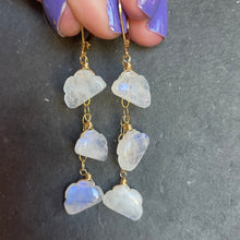 Load image into Gallery viewer, Head in the Clouds Rainbow Moonstone Earrings, OOAK