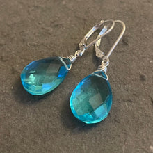 Load image into Gallery viewer, Blue Skies Topaz Blue Dangle Earrings