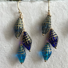 Load image into Gallery viewer, Conch Shell Trio Earrings, Czech Glass