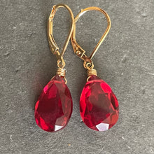 Load image into Gallery viewer, Ruby Red Sparkle Dangles