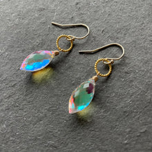 Load image into Gallery viewer, Dewdrop Rainbow Opalite Hoop earrings, metal and earwire options