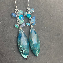 Load image into Gallery viewer, Chrysocolla and Opal earrings OOAK