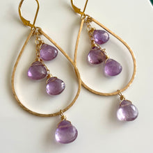 Load image into Gallery viewer, Pink Amethyst Double Decker Hoops- Lavender