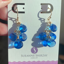 Load image into Gallery viewer, Deep Tanzanite Blue Earrings, Leverback Optional, Super Sparkly Quartz