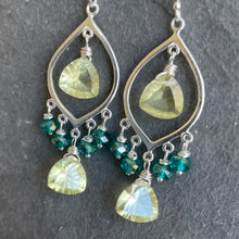 Load image into Gallery viewer, Lemon Quartz Laser Cut Chandelier Earrings