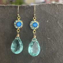 Load image into Gallery viewer, Tanzanite and Aquamarine Blue Dangles