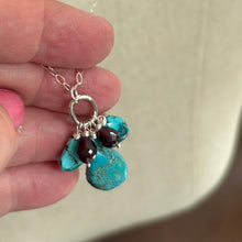 Load image into Gallery viewer, Natural Turquoise and Rhodolite Garnet Cluster Necklace, OOAK