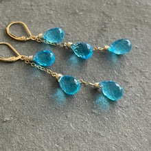Load image into Gallery viewer, So FABULOUS, Bright Blue Sparkling Teardrop Trio Earrings