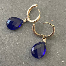 Load image into Gallery viewer, Vibrant Blue Quartz Huggie Earrings