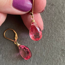 Load image into Gallery viewer, Sparkling Tourmaline Pink Dangle Earrings