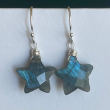 Load image into Gallery viewer, Labradorite Star Earrings, metal choices